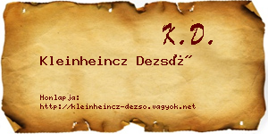 Kleinheincz Dezső névjegykártya